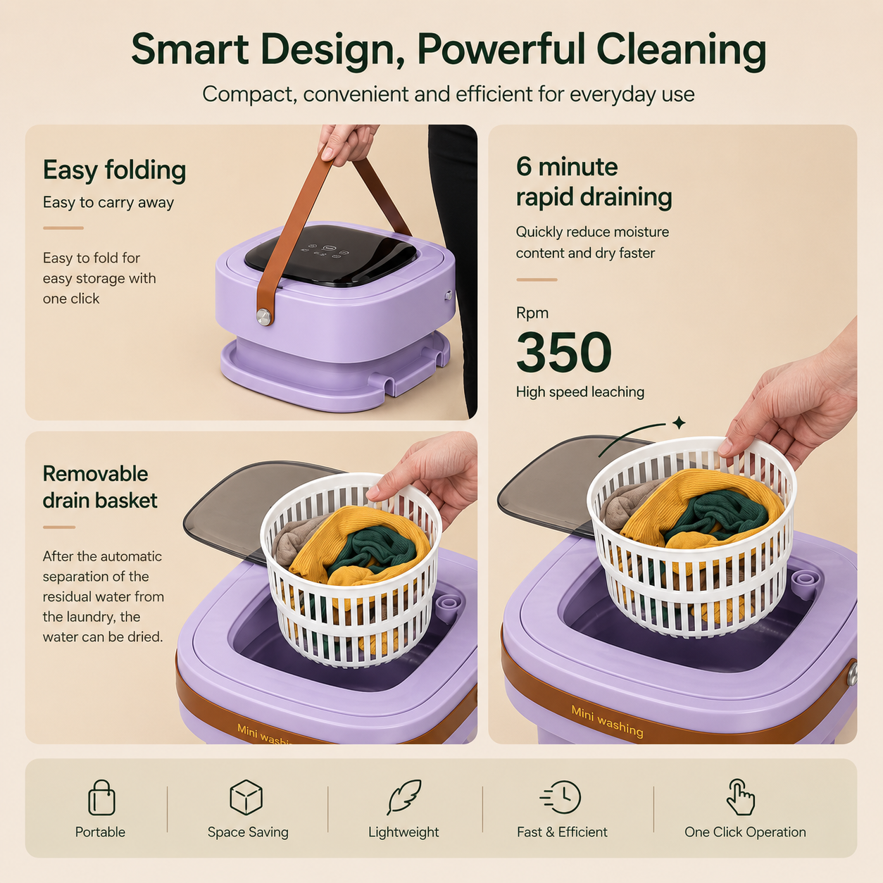 SpinEase 8kg Portable Washing Machine