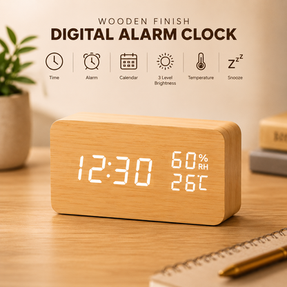 TimberCharge Wireless Wooden Clock